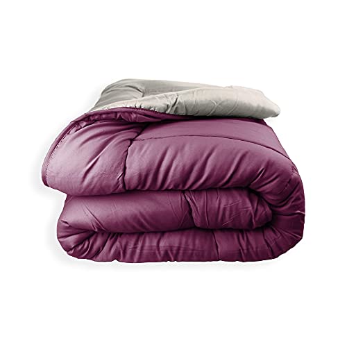 Acomoda Textil - Edredón Nórdico Reversible. Relleno Nórdico Microfibra 250 gr/m². Edredón Bicolor Cálido y Ligero de Invierno. (Vino/Tierra, 180x260)