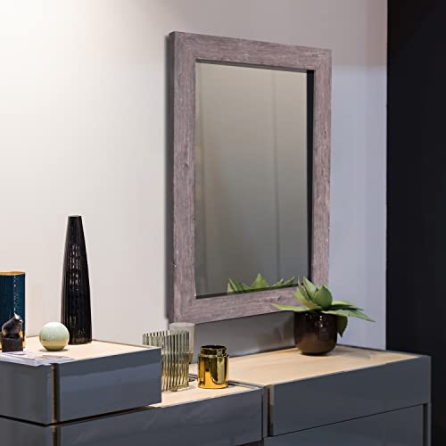 Image of Syndra Rectangular Mirror with Frame Rustic 20x28'' Wall Mounted Rustic Vanity Mirror with Large Wood Frame Farmhouse Bathroom Mirror, for Bedroom, Living Room, Entryway Wall Decor(Natural)