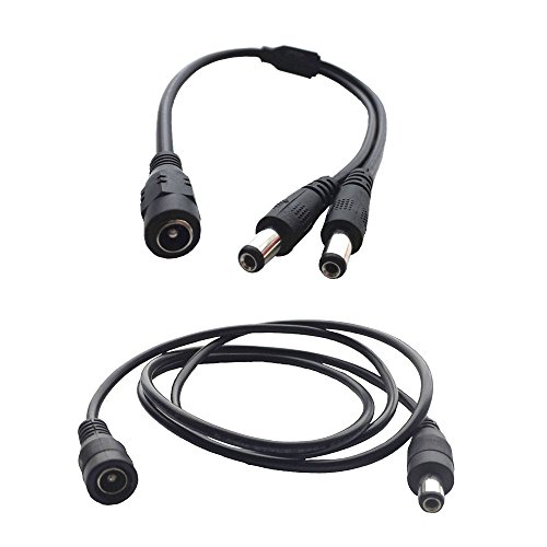 dzydzr 5,5u00a0x 2,1u00a0mm DC 12u00a0V Power macho a hembra para CCTV Cámara Y-Splitter de adaptador de cable (30u00a0cm) + 1u00a0metros de cable de red hembra a DC 5,5u00a0x 2,1u00a0mm DC12u00a0V masculinos (3.3ft)