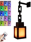 Pixelated Lantern Night Light, 16 Colors Rechargeable LED Lamp with Remote, Retro Pixel Style Table/Wall Light for Bedroom Gaming Decor