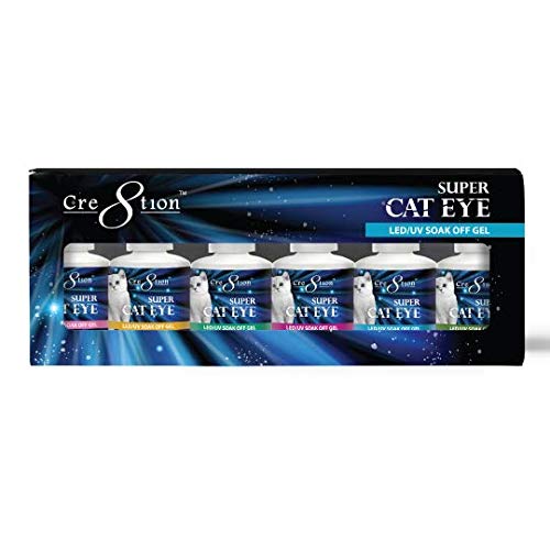 Cre8tion Super Cat Eye Collection LED/UV Soak Off Gel - Set of 6 colors + Magnet