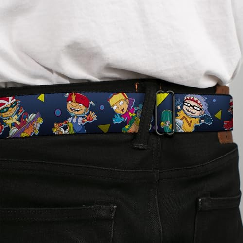 Nickelodeon Belt, Seatbelt Buckle Belt, Rocket Power Character Poses Shapes Cool Gray Multi Color, Adjustable4