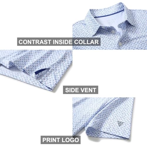 Image of Golf Shirts for Men Dry Fit Short Sleeve Print Performance Moisture Wicking Polo Shirt