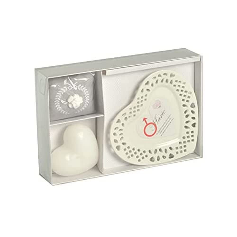 Vacchetti Candle with Saucer Heart Mars lichens&moss-15ore, Other, Multicolor, Small