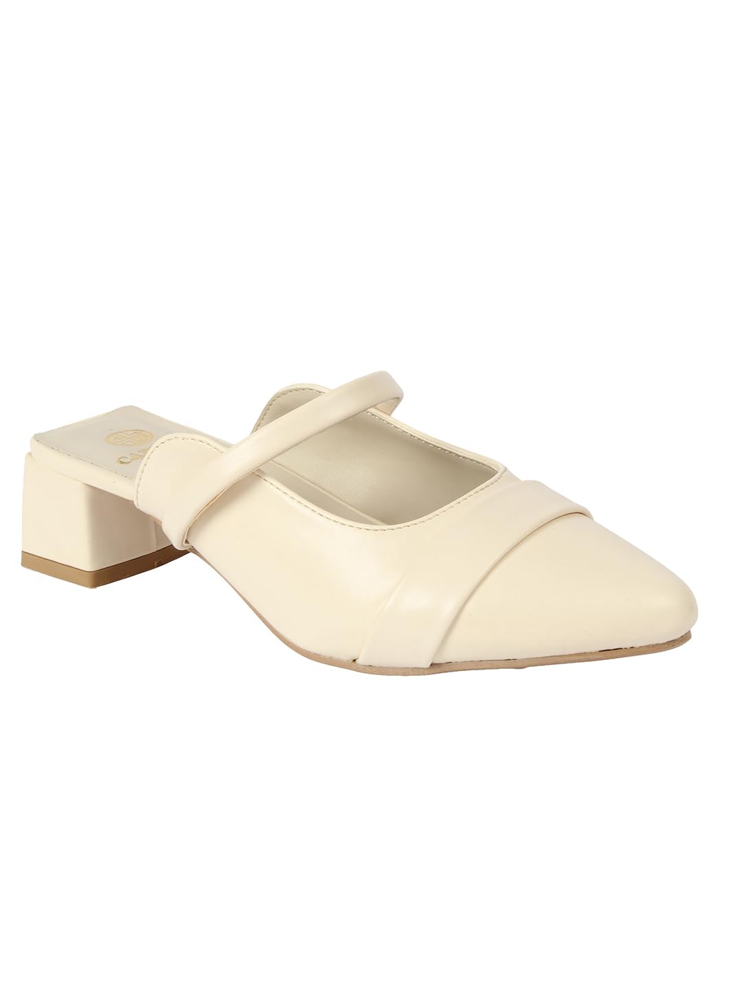 Women's Pointed Toe Mary Jane Block Heel Slip-On Mule-image-19