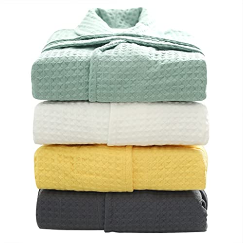 XUEMML Hotel Bathrobes Unisex Adult，Robe For Men Cotton 100% ，Linen Waffle Lightweight Kimono Loungewear3