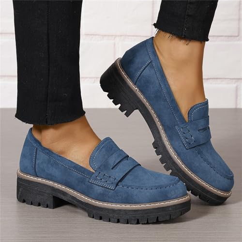 Image of Womens Loafers Shoes Platform Chunky Penny Loafer Lug Sole Comfortable Slip On Work Office Business Casual Dress Shoes, US Size 5-11.5