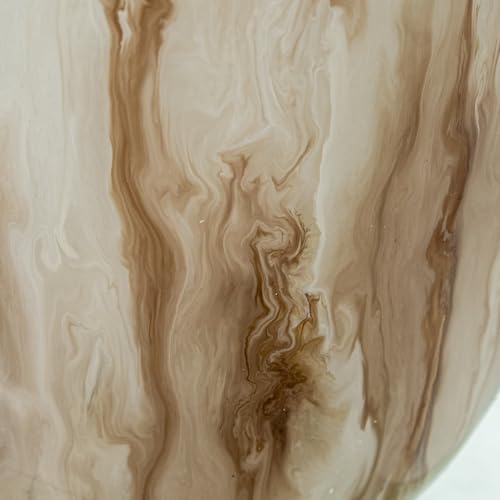 Vase en verre marbré blanc et marron 46 cm idéal pour sublimer les fleurs de votre salon