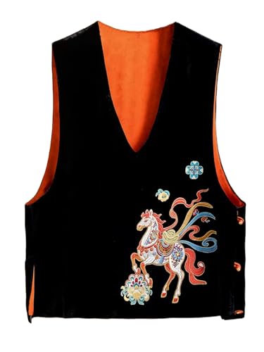 Chaleco de terciopelo de seda para mujer HangErFeng, ropa de arte oriental bordado talla M