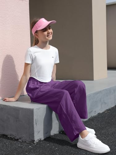 Image of SANGTREE Girls & Woman Wide Leg Pants Lightweight Casual Elastic High Waist Straight Leg Loose Trousers,4 Years - Woman 2XL