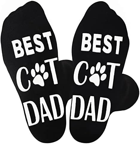 Jeasona Cat Dad Socks with Gripper Cat Dad Gifts for Men Fathers Day Cat Gifts for Men Cat Lovers Mens