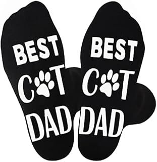 Jeasona Cat Dad Socks with Gripper Cat Dad Gifts for Men Fathers Day Cat Gifts for Men Cat Lovers Mens
