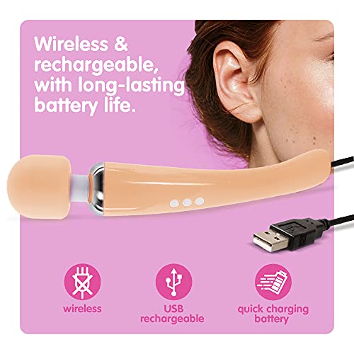 Image of Oliver James Large Wand Massager w / 20 Vibration Modes and 8 Speeds (Peach)