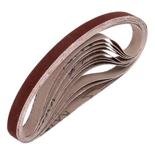 sourcing map 13mm x 457mm Sanding Belts, 10 Pcs 320 Grits Aluminum Oxide Abrasive Belt Sander File Belt for Woodworking, Metal Polishing, Knife Sharpener