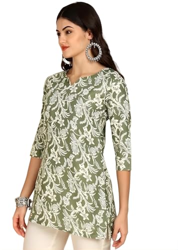 Image of Women's Short Kurti in TopsTunic Rayon Cotton Blend | Ladies Ethnic Tunic