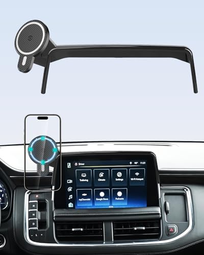 PZK Car Phone Mount for 2021-2024 Chevy Chevrolet Tahoe/Suburban/GMC Yukon/GMC Yukon XL LT/Z71/RST/High Country Accessories 10.2-inch Screen Magnetic 15W Fast Wireless Charger Car Phone Holder