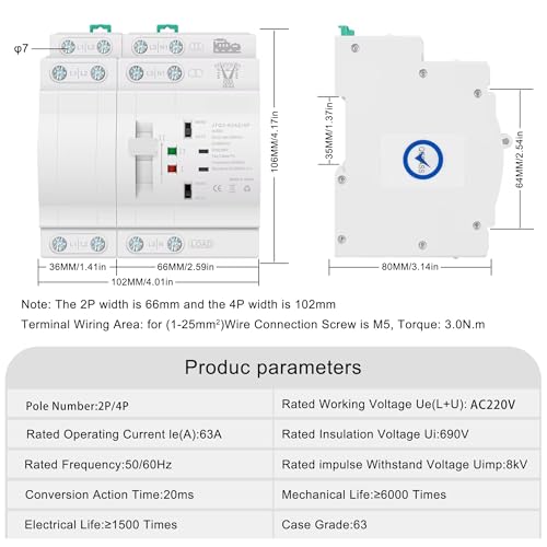 Inverseur de source ATS 4P pour alimentation continue à la maison - 6