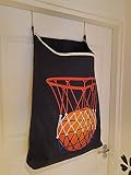 ByRebes Large over the Door Laundry Hamper for Boys w Hooks Basketball Laundry Basket College Dorm R