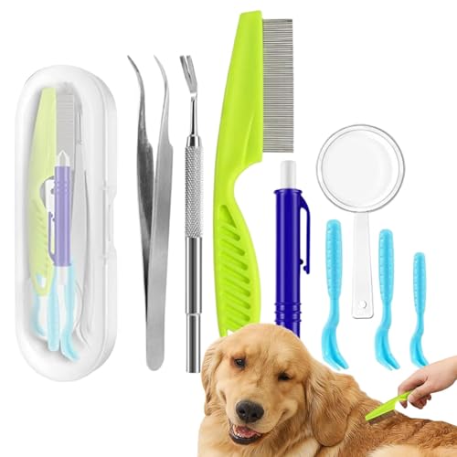 Werkzeug zur Entfernung von Hundemilben, Hundemilbenentferner - 8 Stück Zeckenentfernungspinzette, Werkzeug zur Entfernung von Hundemilben, Kompakter Flohzeckenentferner