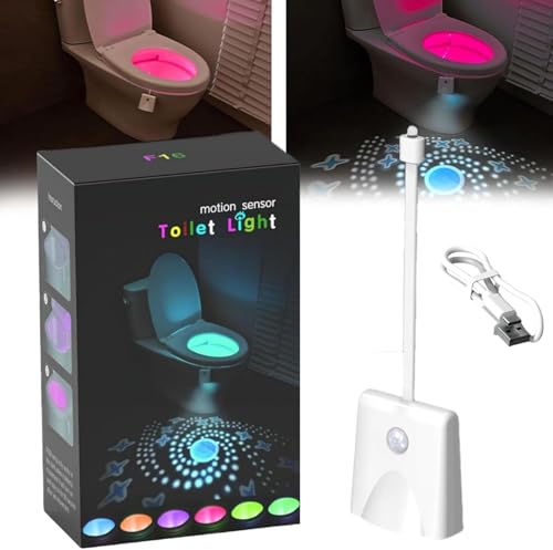 KESKPAMH Toilet Bowl Motion Sensor Light,Rechargable Toilet Bowl Light LED for Bathroom, Funny Gift,Toilet Bowl Night Light with Motion Sensor,Toilet Lights Inside Toilet