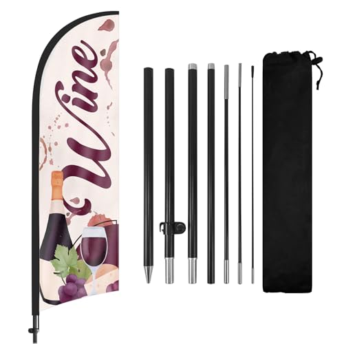 Wine Advertising Feather Flag 8ft with Pole and Stake