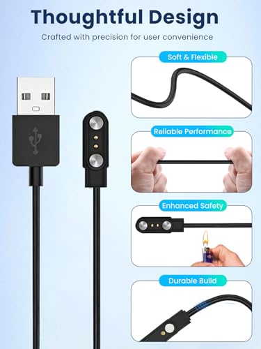 2 cables de carga para reloj inteligente KIBFLE TGW01 USB-C negro duradero 4