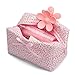 Saikaspotts Quilted Makeup Bag, Floral Cosmetic Bag Cute Handmade Aesthetic Pink Toiletry Bag Flower Coquette Accessories Cotton Pouch for Women