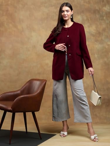 Image of KOTTY Womens Cotton Blend Standard Length Elegant Style Coat - Classic Style with Modern Detailing