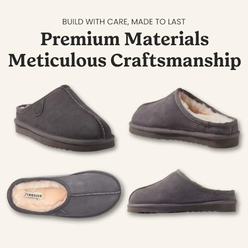 Image of Fireside by Dearfoams Women's Greta Genuine Shearling Clog Slippers, 100% Natural Suede Clogs for Outdoor & Indoor