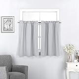 100% Blackout Curtain Tiers for Kitchen - Window Treatment Home Décor Small Panels for Half Windows,
