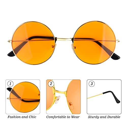 Chrorine 4 Pairs Round Hippie Sunglasses Assorted Colors Hippie Glasses For Women Circle Tinted Sunglasses For Women Men Hippie Party Decorations #TOP2