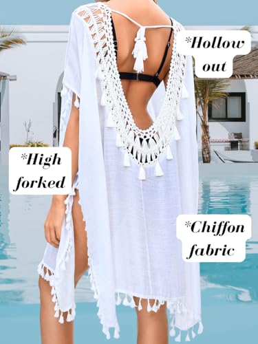 Crochet Coverups for Women,Sexy Backless Sheer Boho Swimsuit Coverup,Plus Size Swim Cover Up Dress Beach Vacation3