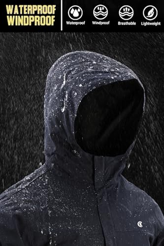 Image of YuKaiChen Mens Rain Jacket Waterproof Hooded Windbreaker Jacket Lightweight Outdoor Hiking Shell Coat