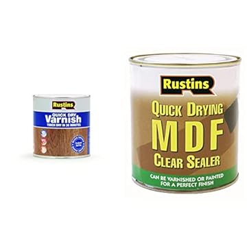 Rustins Quick Dry Varnish Clear Satin 1l & Quick Drying MDF Clear Sealer 1L