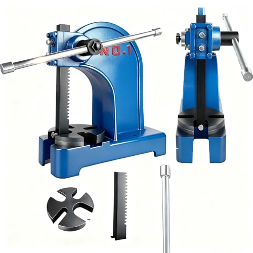 1 Ton Arbor Press with 3 Drift, Manual Cast Iron Arbor Press, 11.73'H Heavy Duty Manual Desktop Arbor Press, Manual Bench Press for Stretching, Deforming, Metal Punching (Blue)
