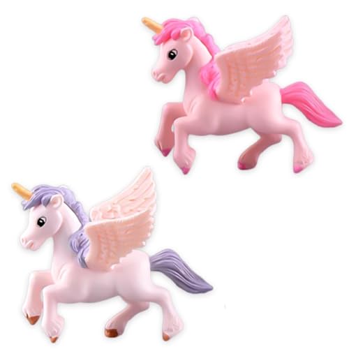 2PCS Decoración de Pastel de Unicornio,Unicornio Decoración para Tartas,Figuras de Unicornio, Adecuado para la Decoración de la Tarta de Cumpleaños Regalo de Fiesta Colección de Escritorio en Casa