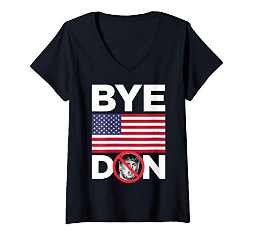 Femme Bye Don - Anti-Trump Joe Biden 2020 President American Flag T-Shirt avec Col en V