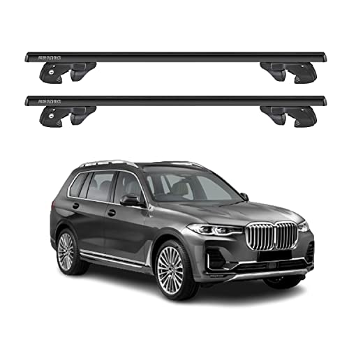 Omac Roof Rack Cross Bar Set For Bmw X7 2018-2023 Black/Car Rooftop Rail Crossbars 198 Lbs Load Adjustable Anti-Theft Lock 2 Pcs/Carrier For All Your Cargo Luggage Bike Kayak #TOP6