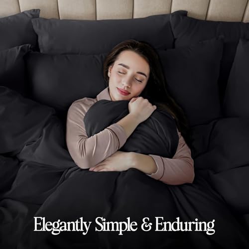 Parure de lit en microfibre noire de qualité supérieure pour lit simple chic
