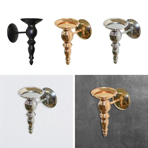 Portavelas de pared, 3 piezas, elegante decoración del hogar para baño, chimenea, bodas (dorado)