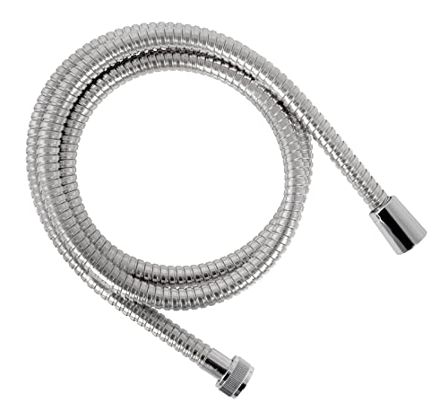 aquaSu® Basic Metall-Brauseschlauch 754 | 1,5 m Duschschlauch | Zugfest und knickfest | Mit Konus und Überwurf | Typ 1/2 ’ Standard-Anschluss | 150 cm Schlauch für Dusche | Chrom | 72775 4