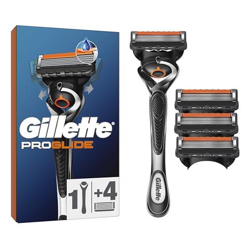 Gillette ProGlide Maquinilla De Afeitar Para Hombre, 1 Mango De Maquinilla De Afeitar Gillette + 4 Recambios Para Máquina De Afeitar, Diseñada Para Un Afeitado Apurado, Con Banda Lubricante