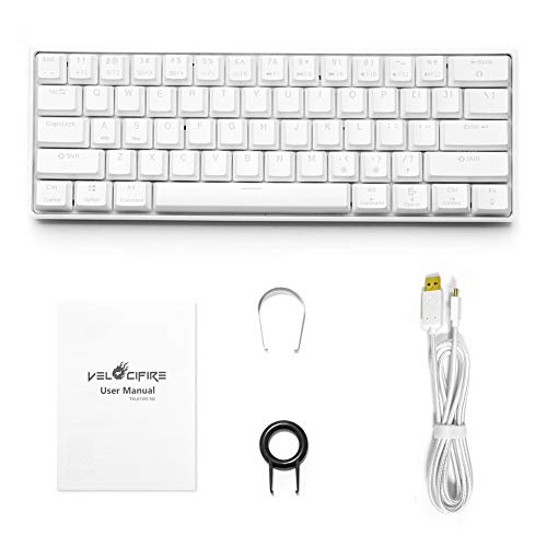 Velocifire Wireless Bluetooth Mechanical Keyboard, M2 61 Keys Mini 60% Mechanical Gaming Keyboard, Rgb Backlit Gateron Hot Swappable Red Switch White Keyboard #TOP6