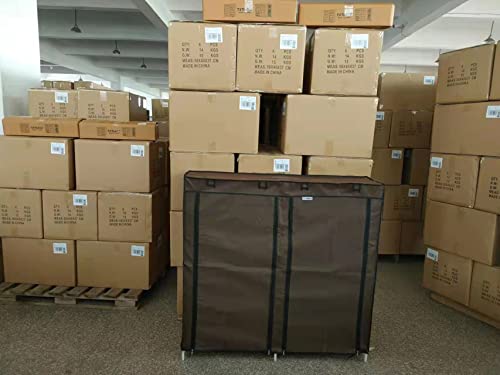 Txt&Baz 27-Pairs Tool Free Easy Assembled Boot Rack Double Row Shoe Rack Covered With Nonwoven Fabric (7-Tiers Brown) #TOP5