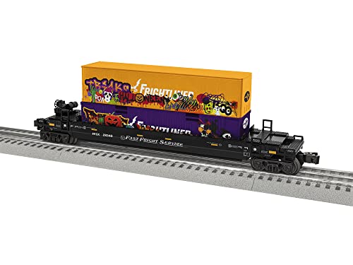 Lionel Halloween Graffiti Maxi-Stack O Gauge Model Train Flatcar with Container Load