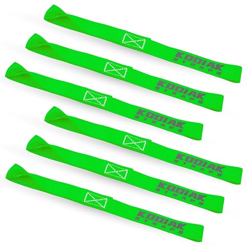 Soft Loop Tie Down Straps - 1 x 12 inches- 4,500 lb Load Capacity - Green 6 Pack - Loops for Securing ATV, UTV, Motorcycles, Scooters, Dirt Bikes, Lawn & Garden Equipment by KODIAK STRAPS, SL25-GRE6P