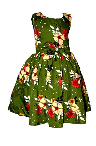 Image of Casual Frock for Baby Girls,Blue Printed and Olive Printed,Pack of 2