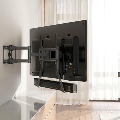 Image of XINLEI Universal Sound Bar Mounts with Detachable Long Extension Plates Fits Most 23 to 65 Inch TVs Soundbar TV Mount Bracket Above or Under TV, up to 22 lbs SBR303