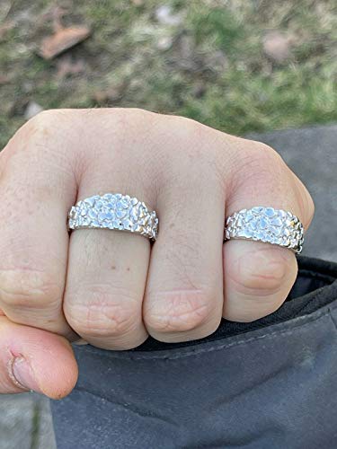 Men's Nugget Ring - Plain Solid 925 Sterling Silver Ring For Men - Sizes 6-133