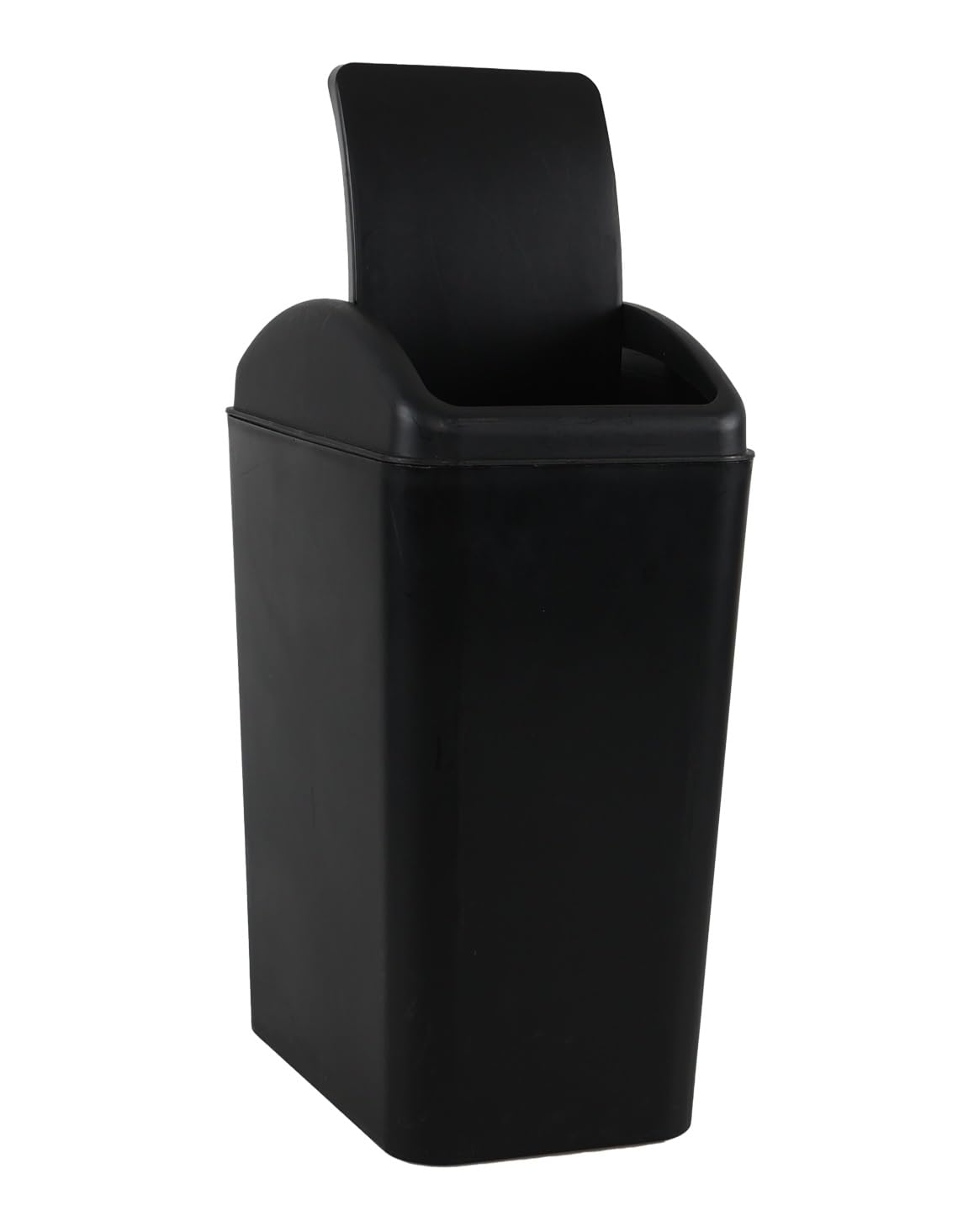 4.5 Gallon Plastic Swing Lid Trash Can, Black Slim Garbage Bin with Lid